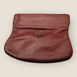 Vintage Etienne Aigner Brown Leather Coin Purse With Pinch Top